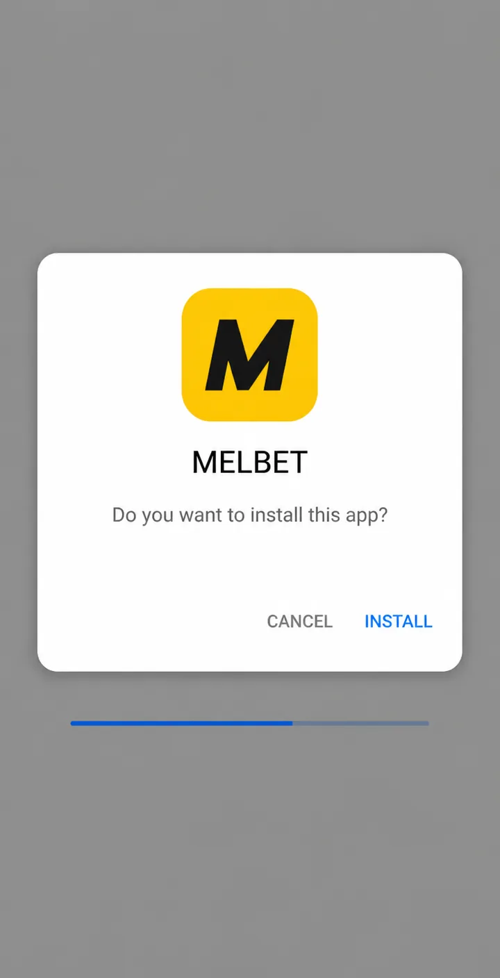 Confirming installation of the Melbet APK file on an Android device
